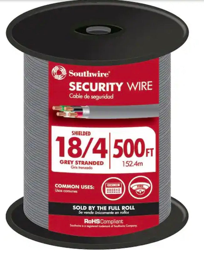 500 ft. 18/4 Gray Stranded CU CL3R Shielded Security Cable