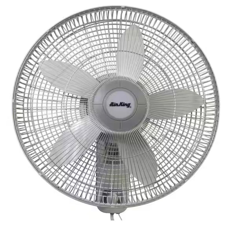 18 in. 3 Speed Oscillating Wall Mount Fan with Adjustable Head, Commerical Grade Speed, and Easy Assembly in Gray