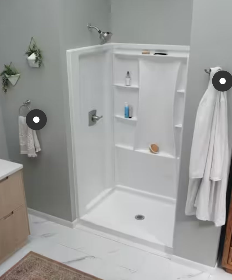 Classic 500 48 in. W x 73.25 in. H x 34 in. D 3-Piece Direct-to-Stud Alcove Shower Surrounds in High Gloss White