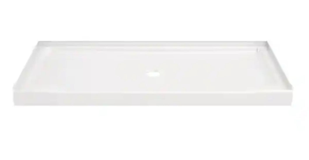 Classic 500 60 in. L x 30 in. W Alcove Shower Pan Base with Center Drain in High Gloss White