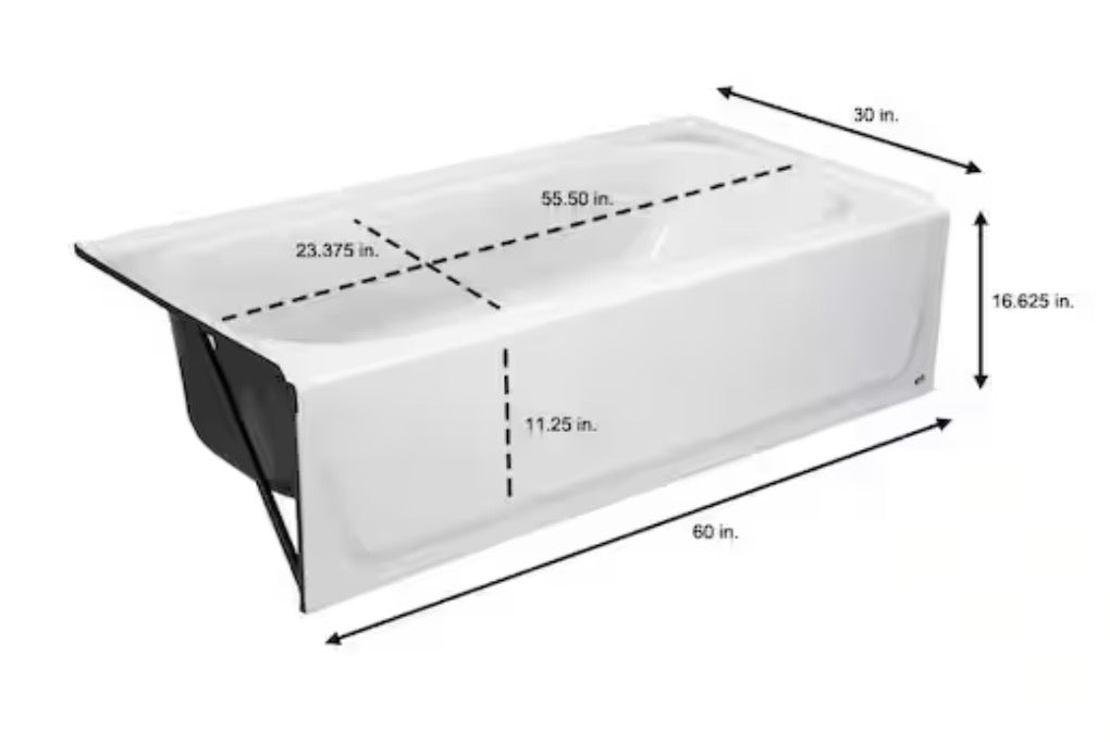 Maui 60 in. x 30 in. Alcove Soaking Bathtub with Left Drain in White