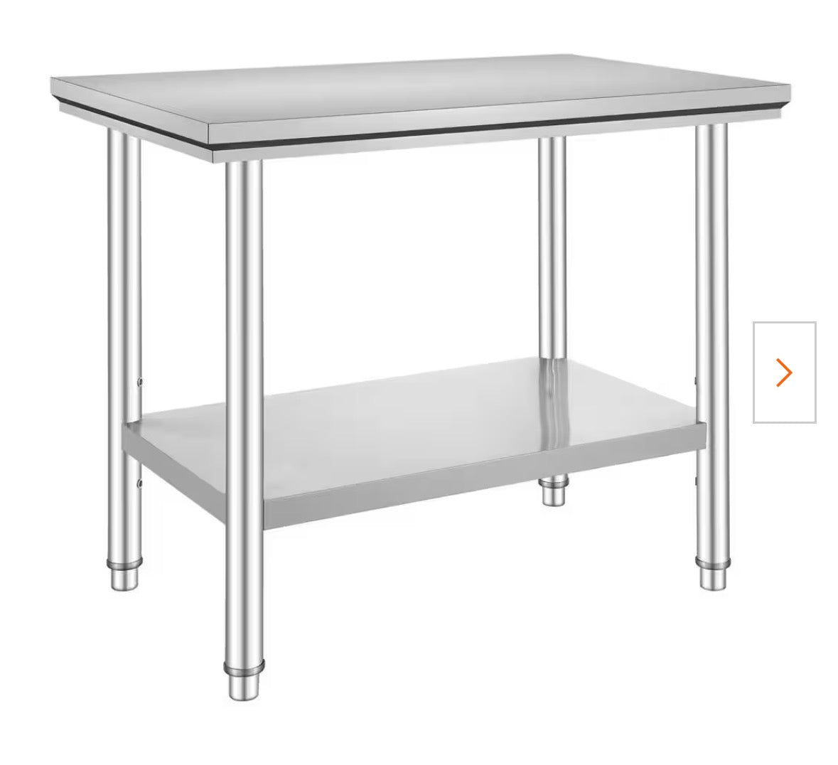 Stainless Steel Prep Table, 35 x 24 x 31 in., 700 lbs. Capacity, Heavy Duty 3-Level Adjustable Kitchen Prep Table