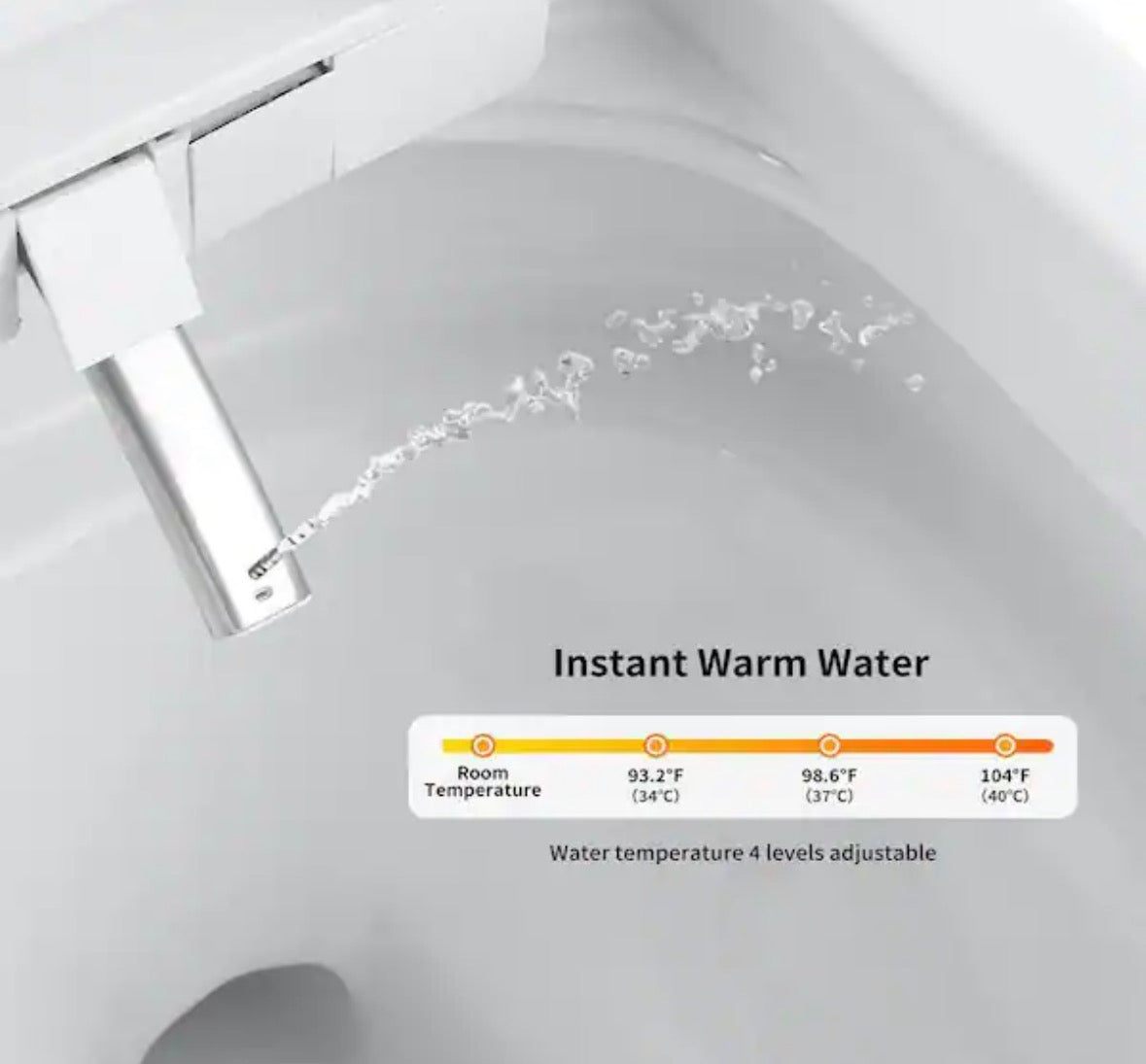 Smart Round Bidet Toilet with Heated Seat Auto Flush Foot Sensor Operation in White, LED Display, Night Light