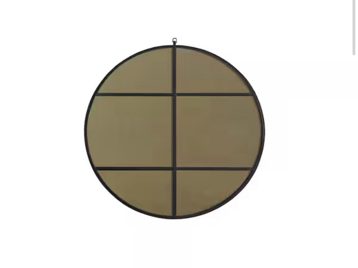 Timeless Home 42 in. W x 42 in. H x Contemporary Metal Framed Round Black Mirror
