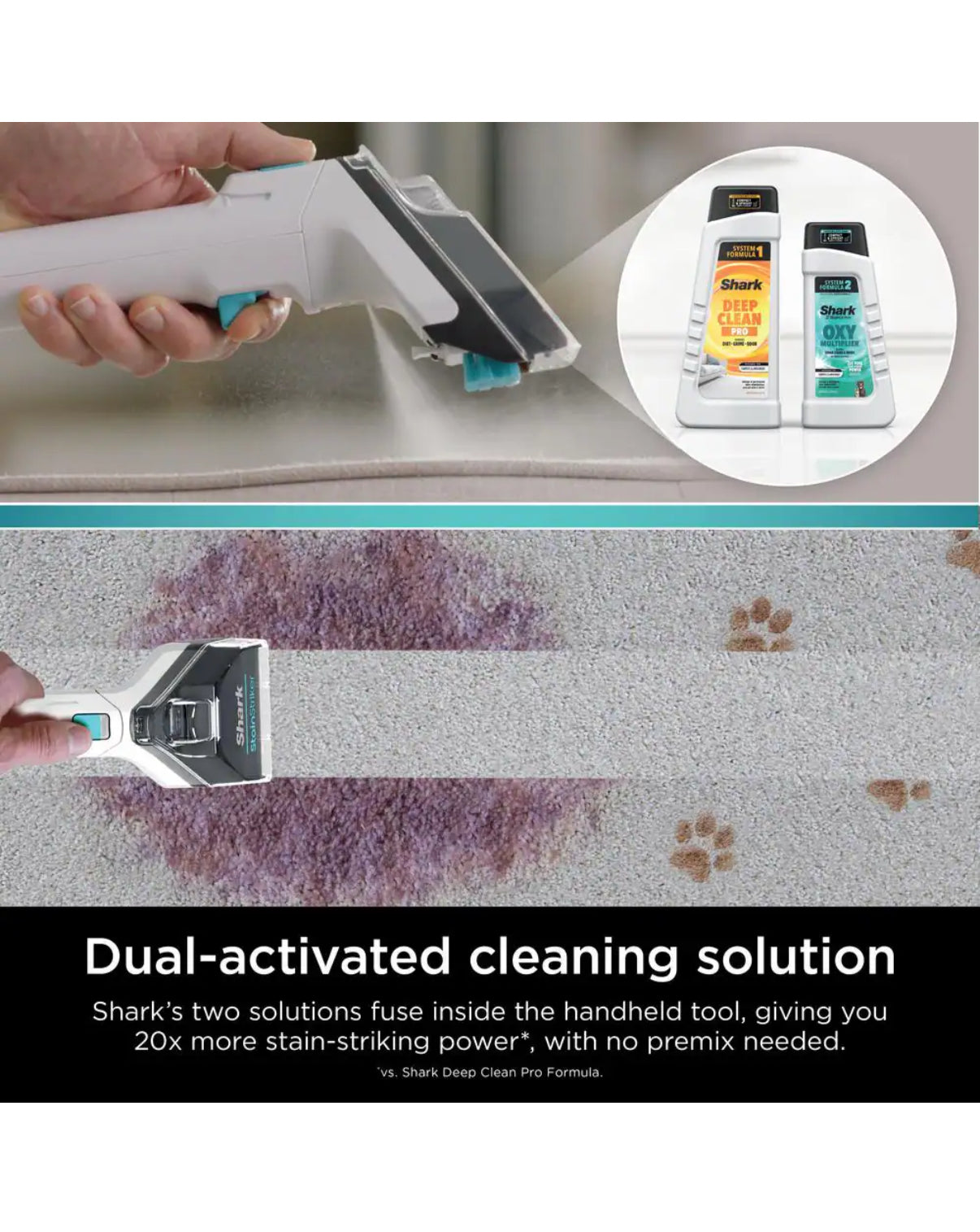 StainStriker Portable Corded Upholstery, Car, Rug and Carpet Cleaner with Spot and Pet Odor Remover in White