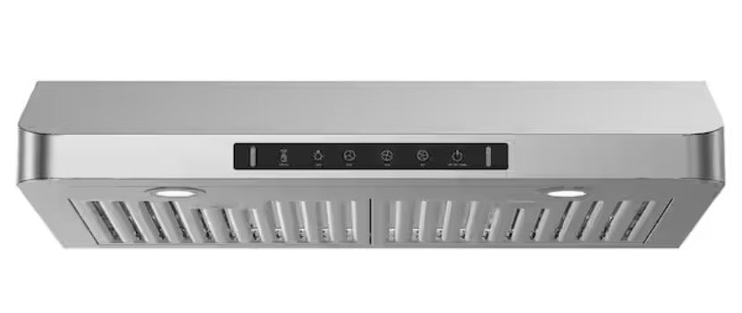 30 in. 600 CFM Ducted Under Cabinet Range Hood in Stainless Steel with 3-Venting Option, LCD Knob Control and LED Light