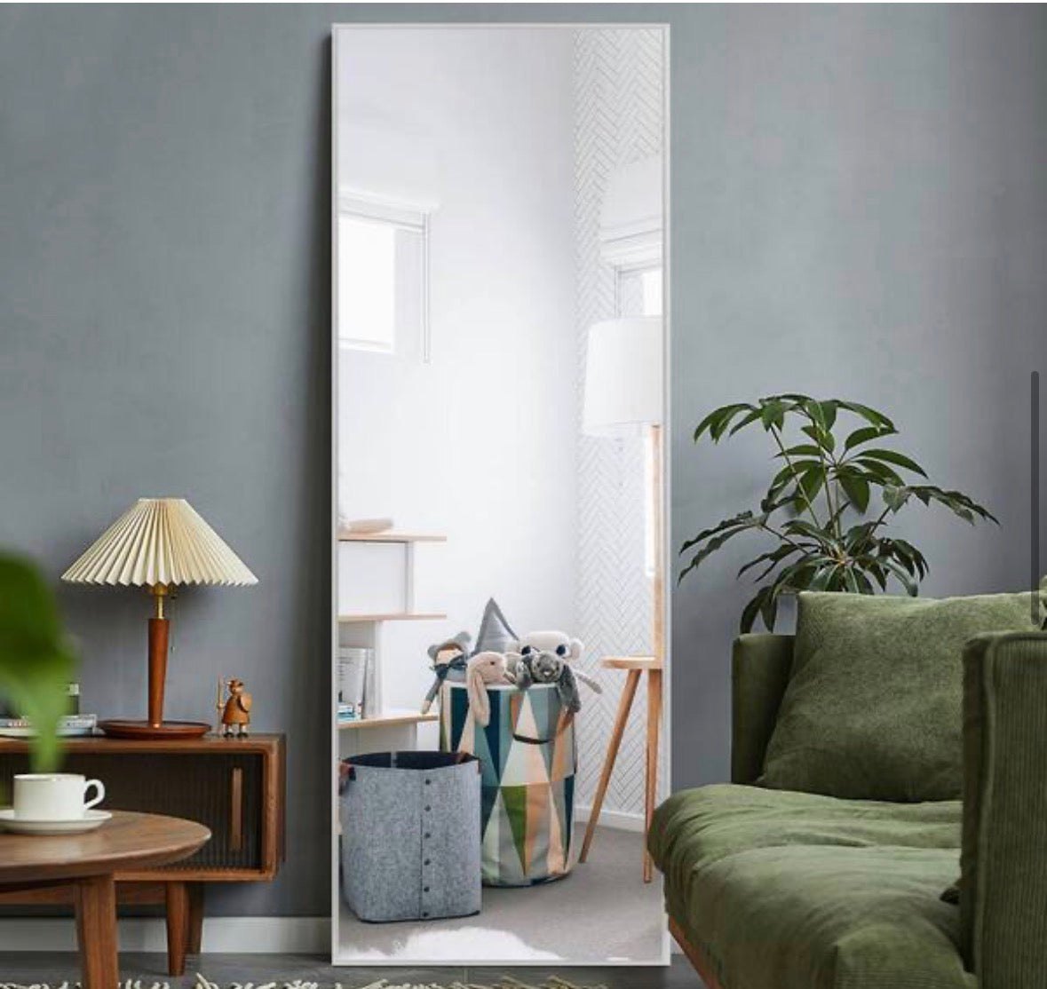 65 in. x 22 in. Classic Rectangle Aluminum Alloy Silver Framed Full-Length Mirror Floor Mirror