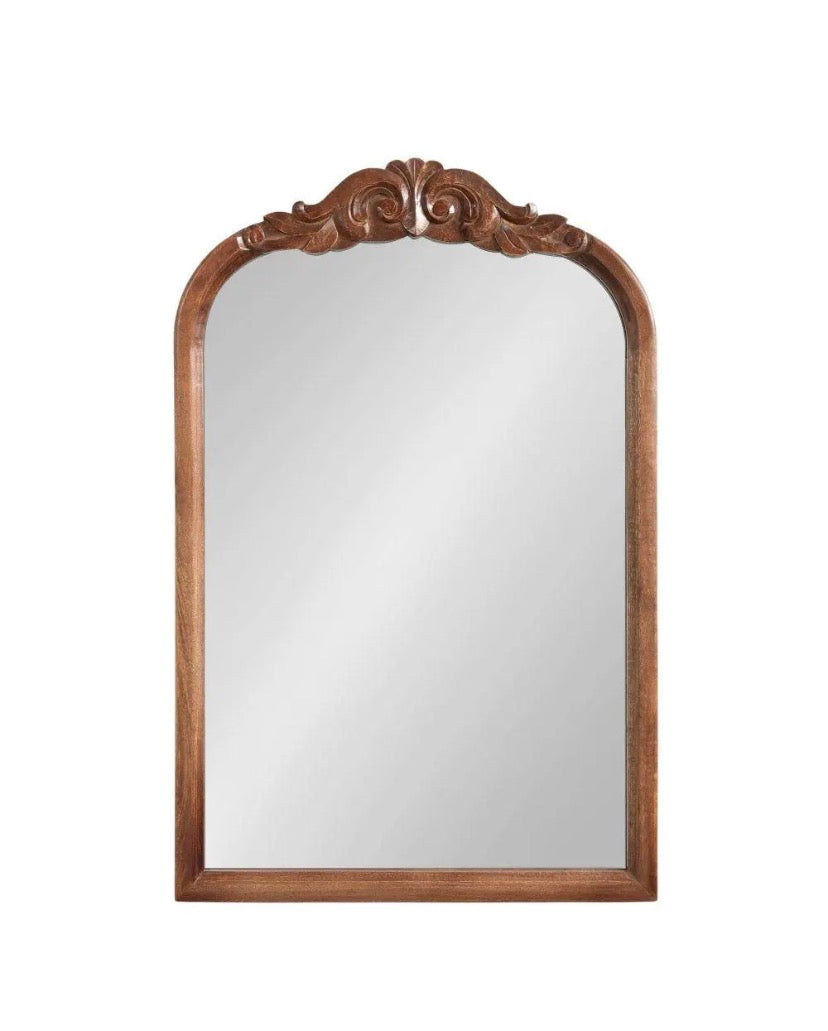 Arendahl 24.00 in. W x 36.00 in. H Walnut Brown Arch Traditional Framed Decorative Wall Mirror