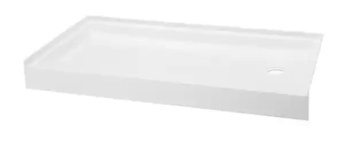 Voltaire 36 in. x 60 in. Acrylic, Single-Threshold, Right-Hand Drain, Shower Base in White