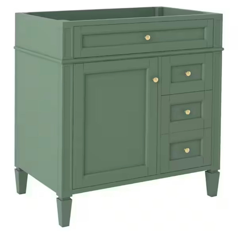 29.3 in. W x 17.87 in. D x 33 in. H Bath Vanity Cabinet without Top in Green with a Tip-out Drawer and 2 Drawers