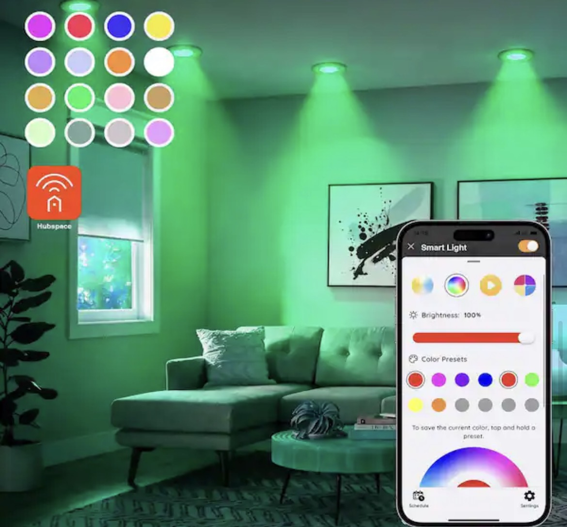 5/6 in. Smart Adjustable CCT and RGB Integrated LED Recessed Light Trim with Night Light Powered by Hubspace