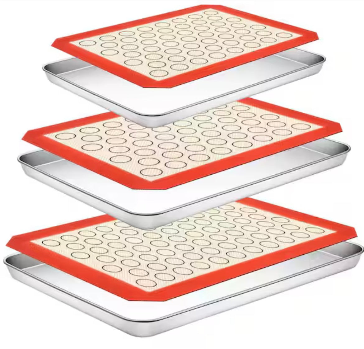 Baking Sheet with Silicone Baking Mat Set, 12 in. Stainless Steel Cookie Sheets for Oven Making Cookies
