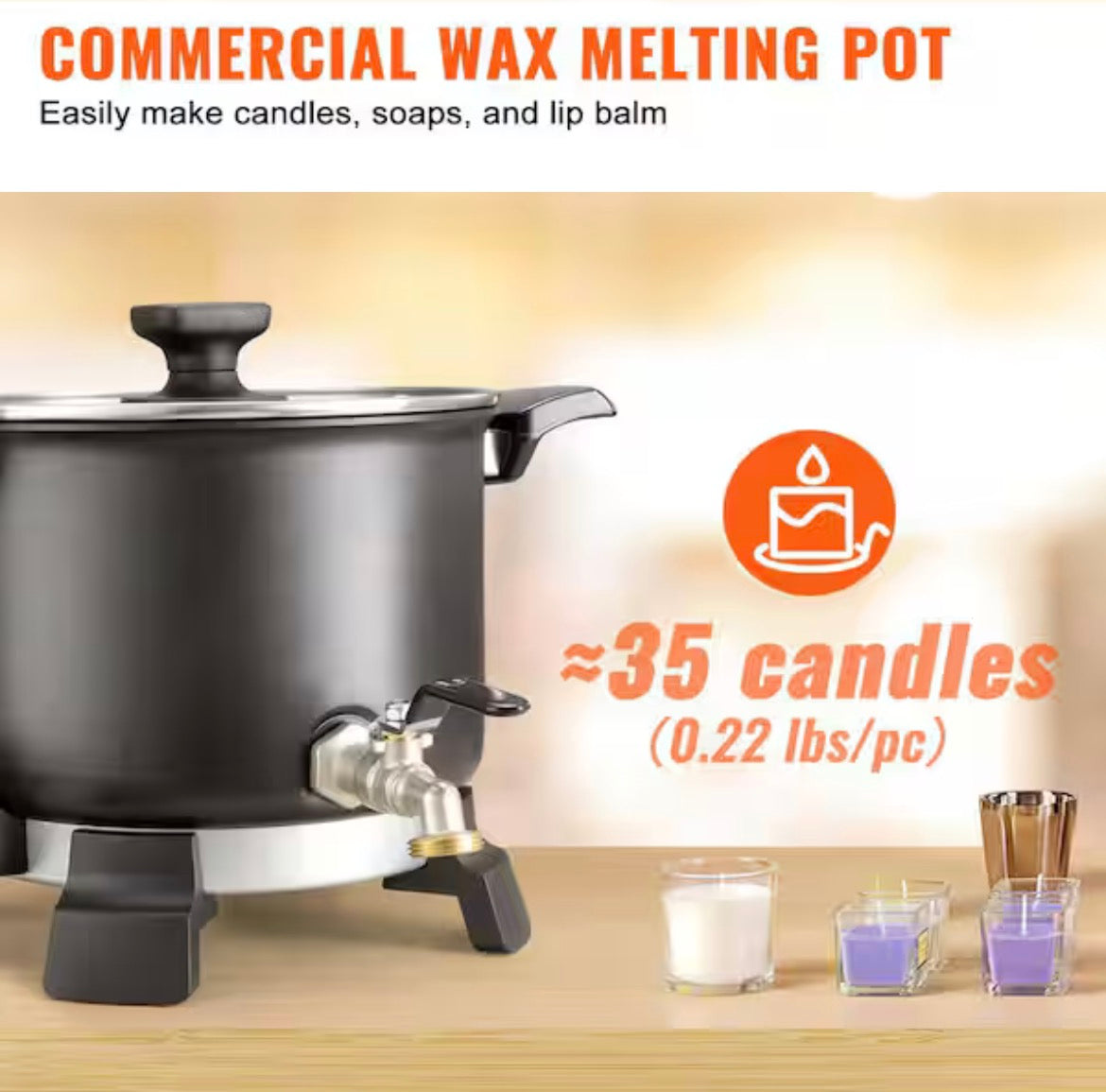 5 L Wax Melter for Candle Making, Large Electric Wax Melting Pot Easy Pour Spout 4-level Temperature Control, Easy Clean