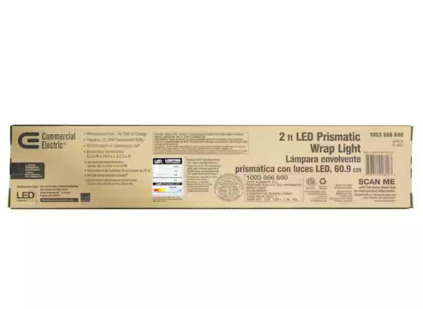 2 ft. 120-Volt 1900 Lumens White integrated LED Wraparound Light with Prismatic Lens