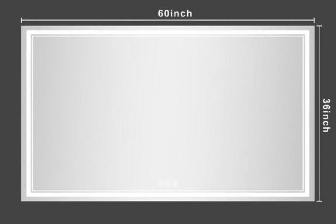 36 in. W x 60 in. H Rectangular Frameless Anti-Fog LED Front Light Backlit Wall Mirror Bathroom Vanity Mirror