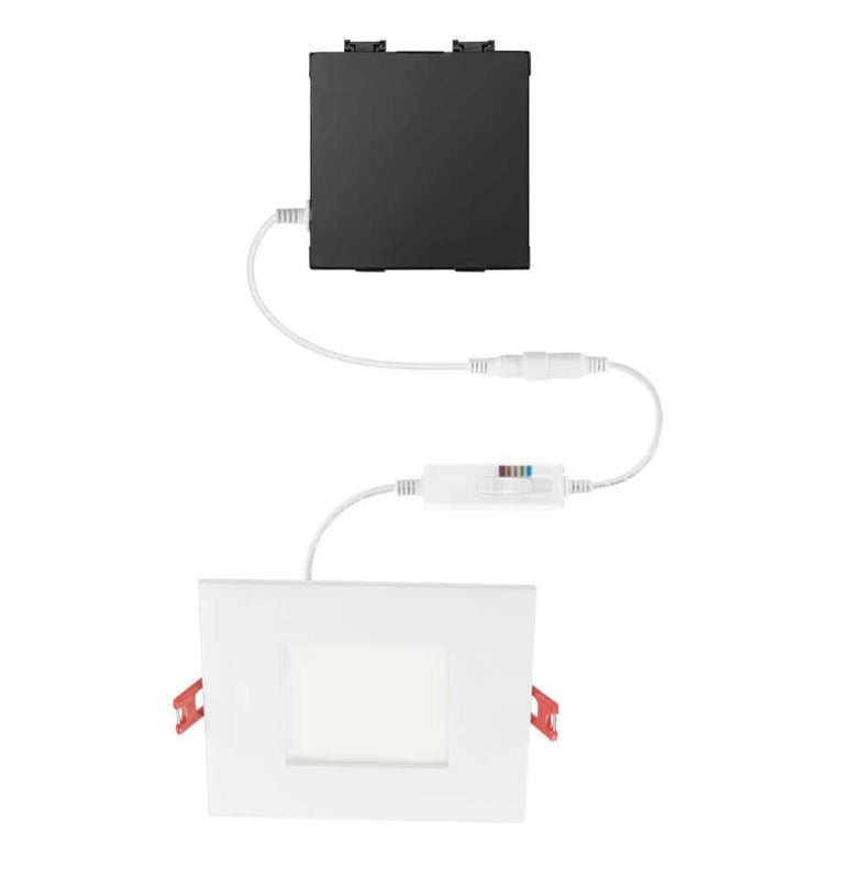 Premium Series 4 in. LED, 2-Level Lumen Select, Square Ultraslim Canless Recessed Light, Adjustable CCT