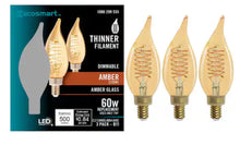 Load image into Gallery viewer, 60-Watt Equivalent BA11 Dimmable E12 Candelabra Fine Bendy Filament LED Vintage Edison Light Bulb Amber (3-Pack)
