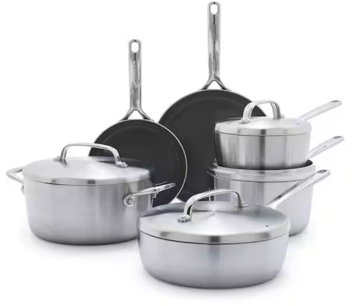 GP5 Stainless Steel 5-Ply Healthy Ceramic Nonstick 13 Piece Cookware Pots and Pans Set