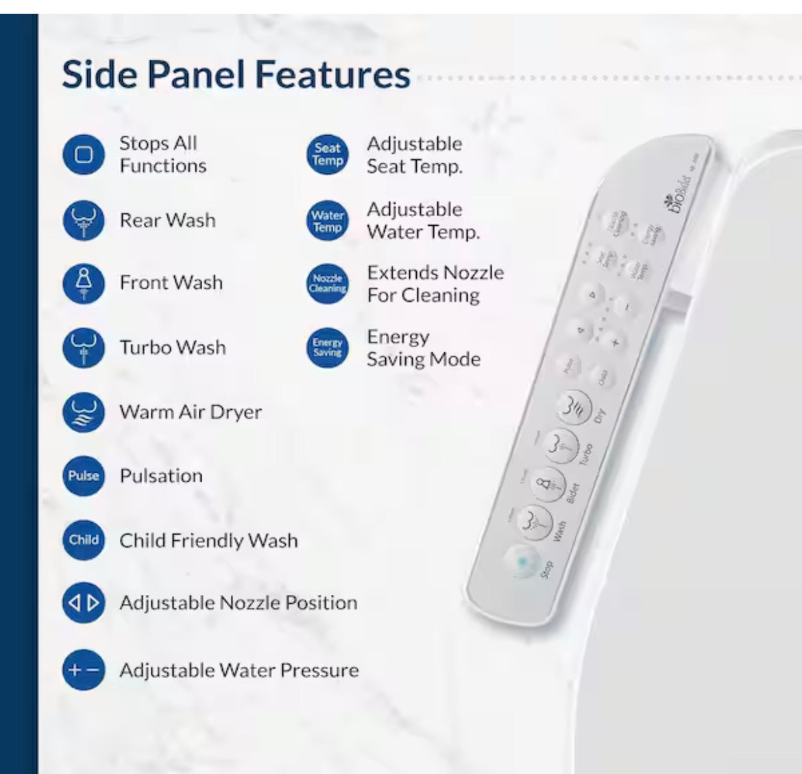 HD-7000 Electric Bidet Seat for Round Toilets in White with Fusion Heating Technology