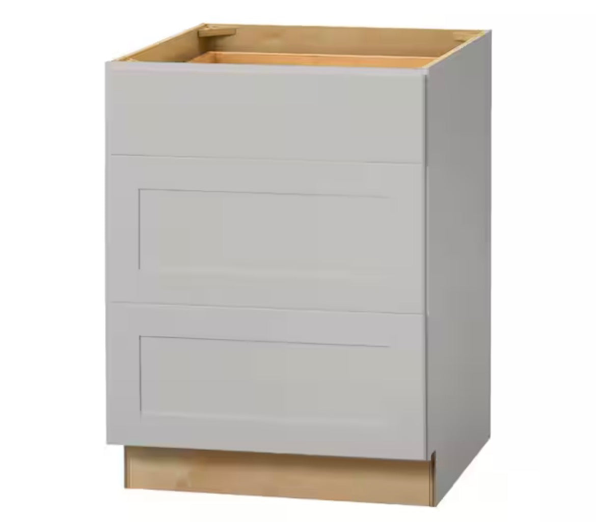 Avondale 24 in. W x 24 in. D x 34.5 in. H Ready to Assemble Plywood Shaker Drawer Base Kitchen Cabinet in Dove Gray