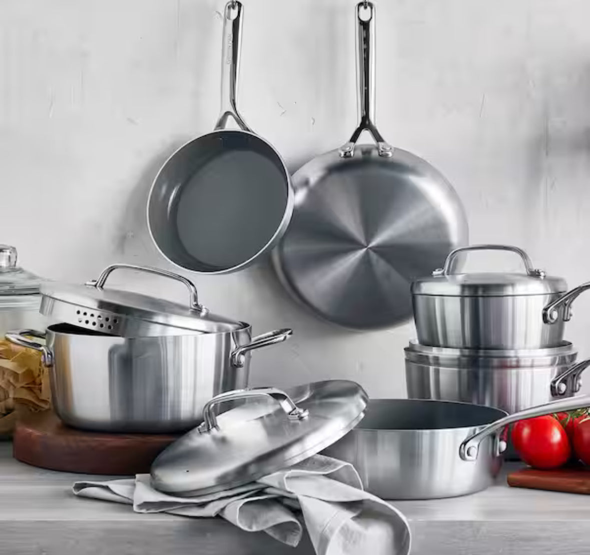 GP5 Stainless Steel 5-Ply Healthy Ceramic Nonstick 13 Piece Cookware Pots and Pans Set