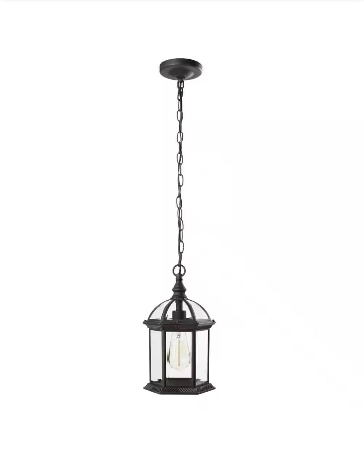 Wickford 1-Light Weathered Bronze Outdoor Pendant Light Fixture with Clear Beveled Glass