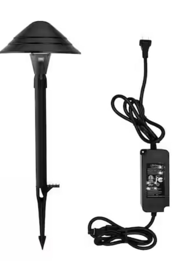 100 Lumen Low Voltage Black Plug-in Integrated LED Landscape Path Light Kit with Transformer and 10 ft. Power Cable