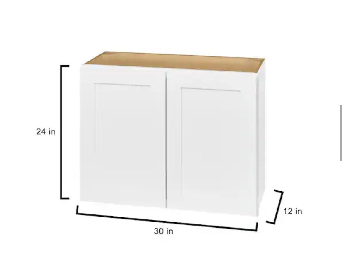 Avondale 30 in. W x 12 in. D x 24 in. H Ready to Assemble Plywood Shaker Wall Bridge Kitchen Cabinet in Alpine White
