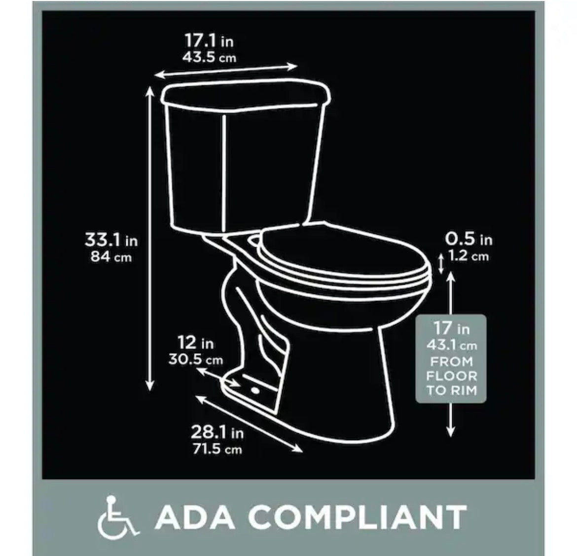 Power Flush 12 in. Rough in 2-Piece 0.95 GPF/1.28 GPF Dual Flush Elongated Toilet in White, Seat Included