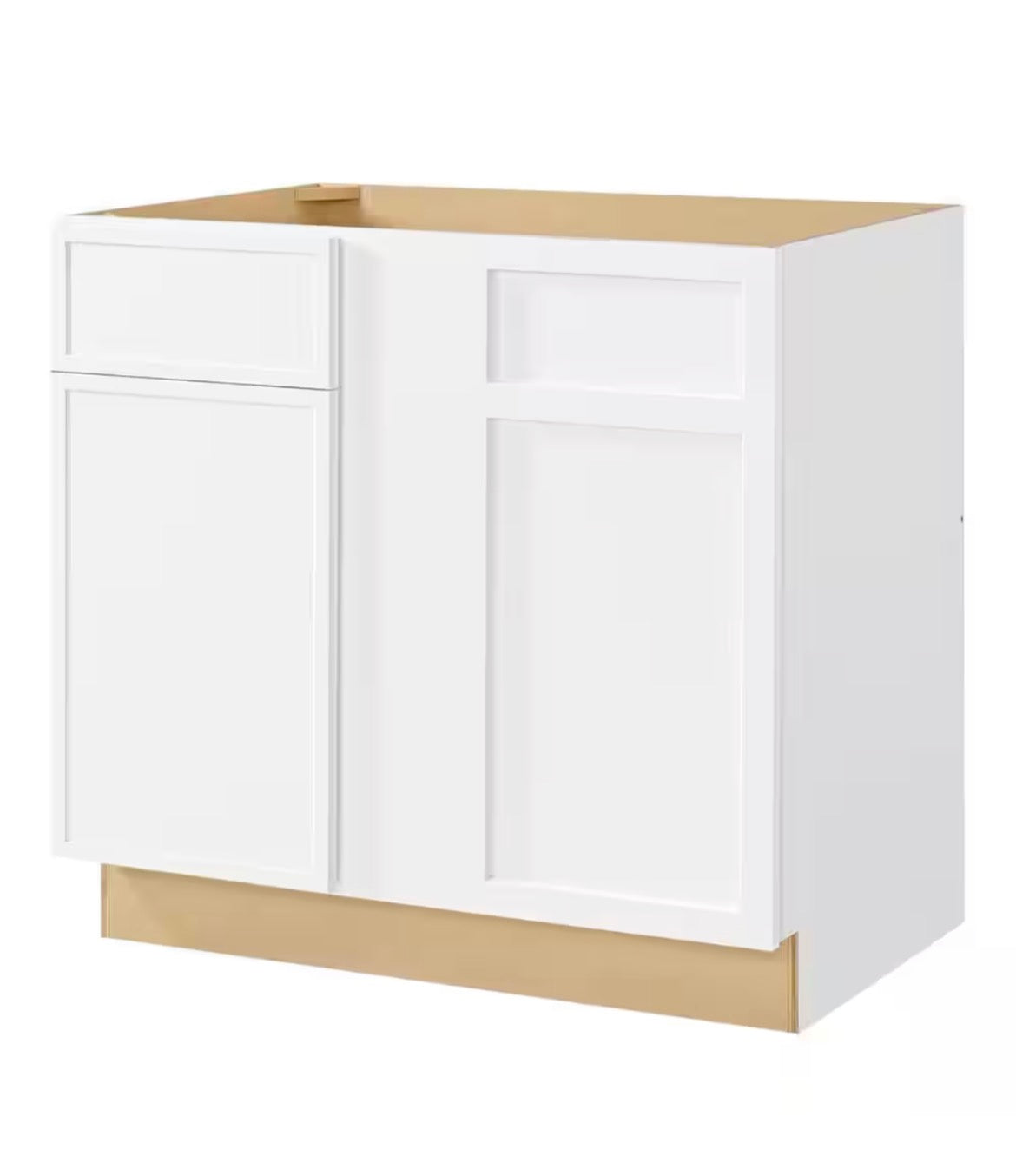 Leyton 36 in. Wx 24 in. Dx 34.5 in. H Ready to Assemble Plywood Slim Shaker Corner Blind Kitchen Cabinet in Alpine White