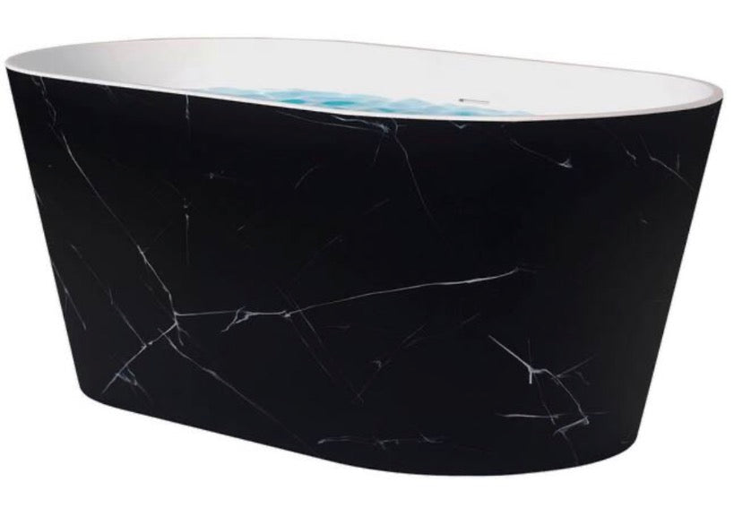 53.9 in. Acrylic Double Ended Flat-bottom Non-Whirlpool Bathtub in Black Patterns