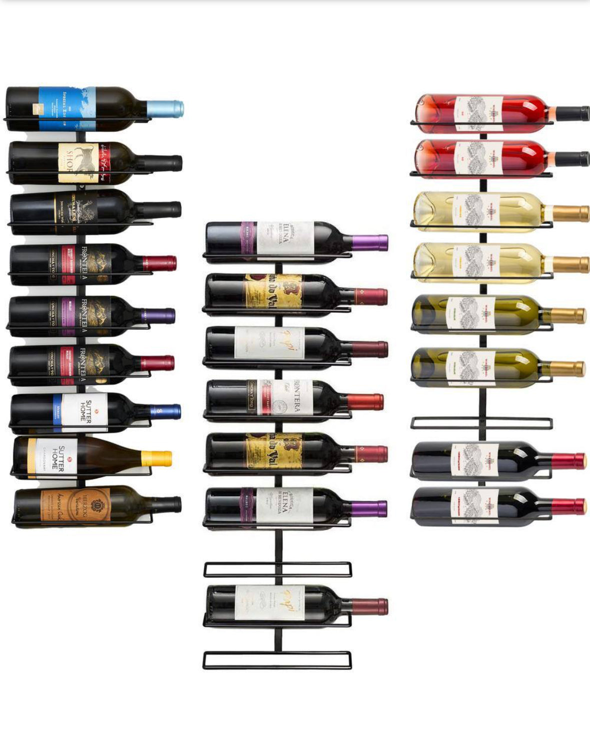 27 Bottles Capacity, Black, Metal Wine Rack, Wall Mount Wine Rack - Wall Mounted for Wine Bottles