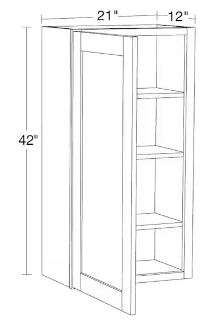 Richmond Verona White Plywood Shaker Stock Ready to Assemble Wall Kitchen Cabinet Soft Close 21 in W x 12 in D x 42 in H