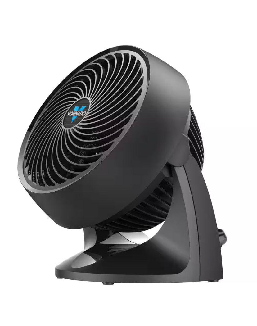 533 7.3 in. Small Whole Room Air Circulator Desk Fan in Black