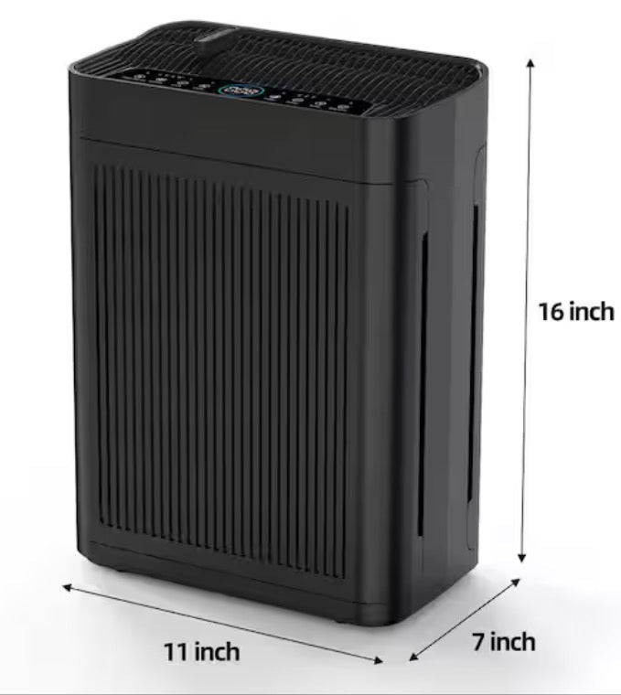3000 sq. ft. Black HEPA Personal Room Air Purifier with Smart Controls and Whisper-Quiet, Air Quality Monitoring