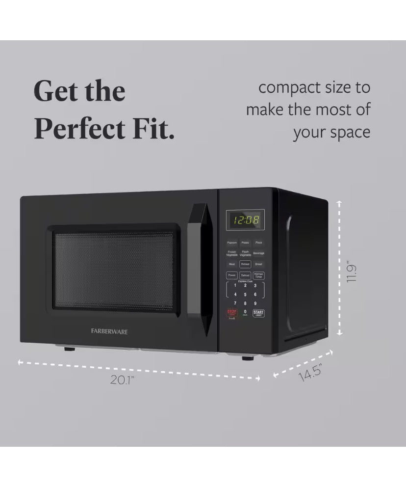 1.1 Cu. Ft. 1000-Watt Compact Microwave Oven, Black