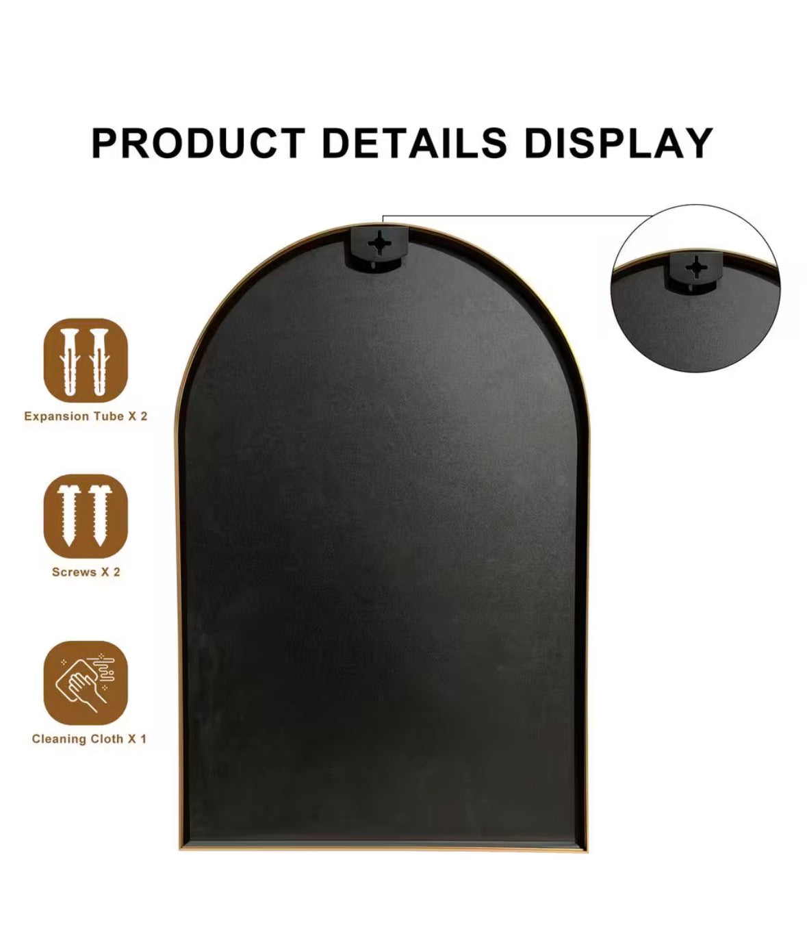 24 in. W x 36 in. H Gold Vanity Arched Wall Mirror Aluminium Alloy Frame Bathroom Mirror(2-Pieces)