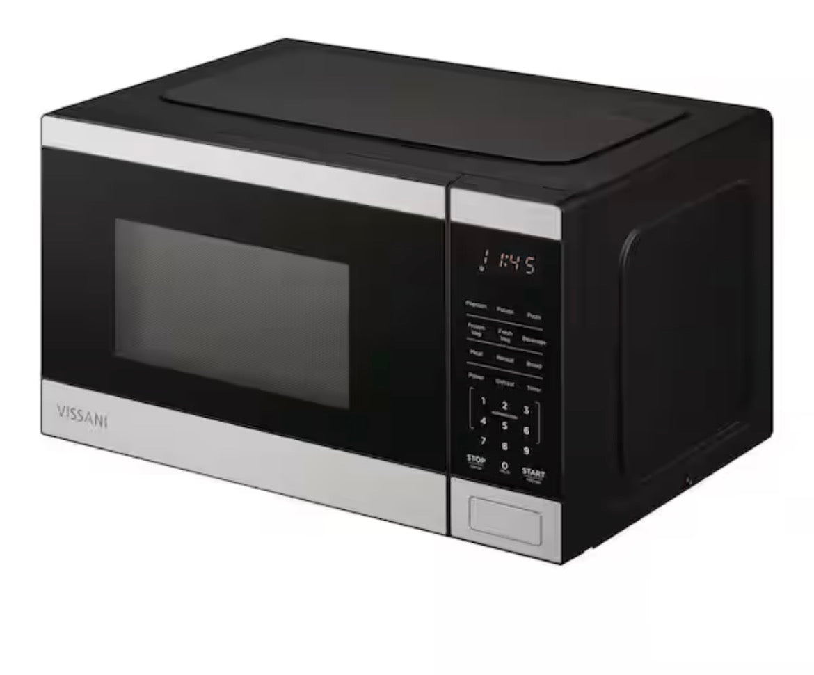 0.9 cu. ft. Electric 900-W Countertop Microwave in Black Stainless Steel