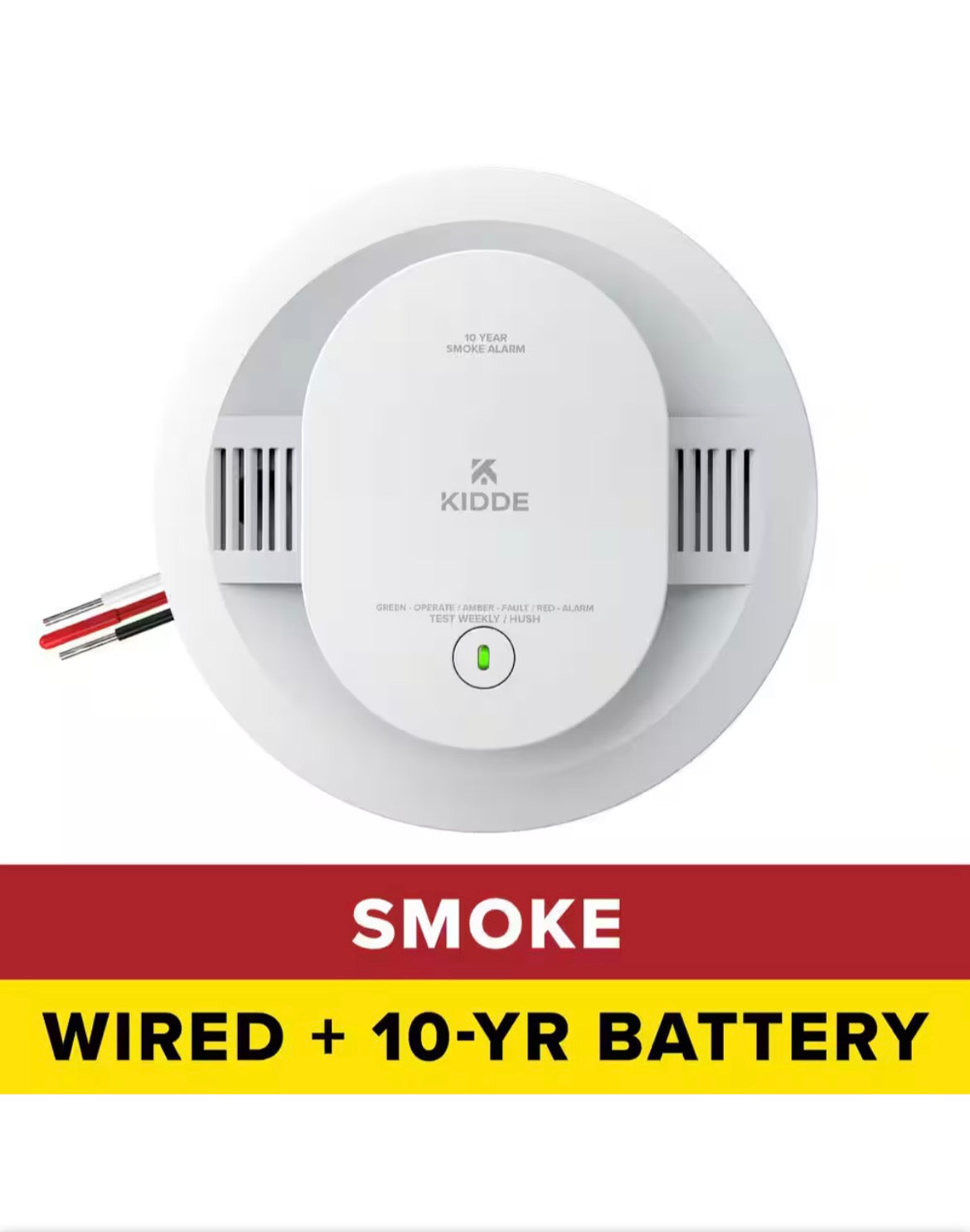 Hardwired Smoke Detector with 10-Year Battery Backup, Voice Alerts, Interconnectable and LED Warning Lights, 20SA10-V