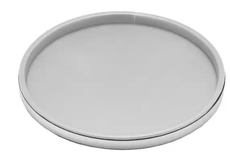 Sophisticates 14 in. Round Serving Tray in White and Brushed Chrome