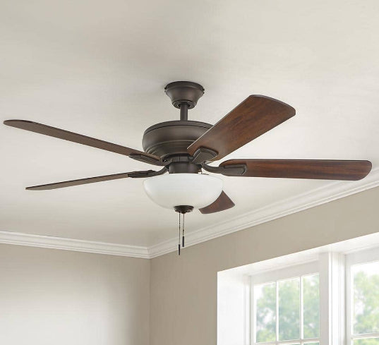 Rothley II 52 in. Indoor LED Bronze Ceiling Fan with Light Kit, Downrod, Reversible Motor and Reversible Blades