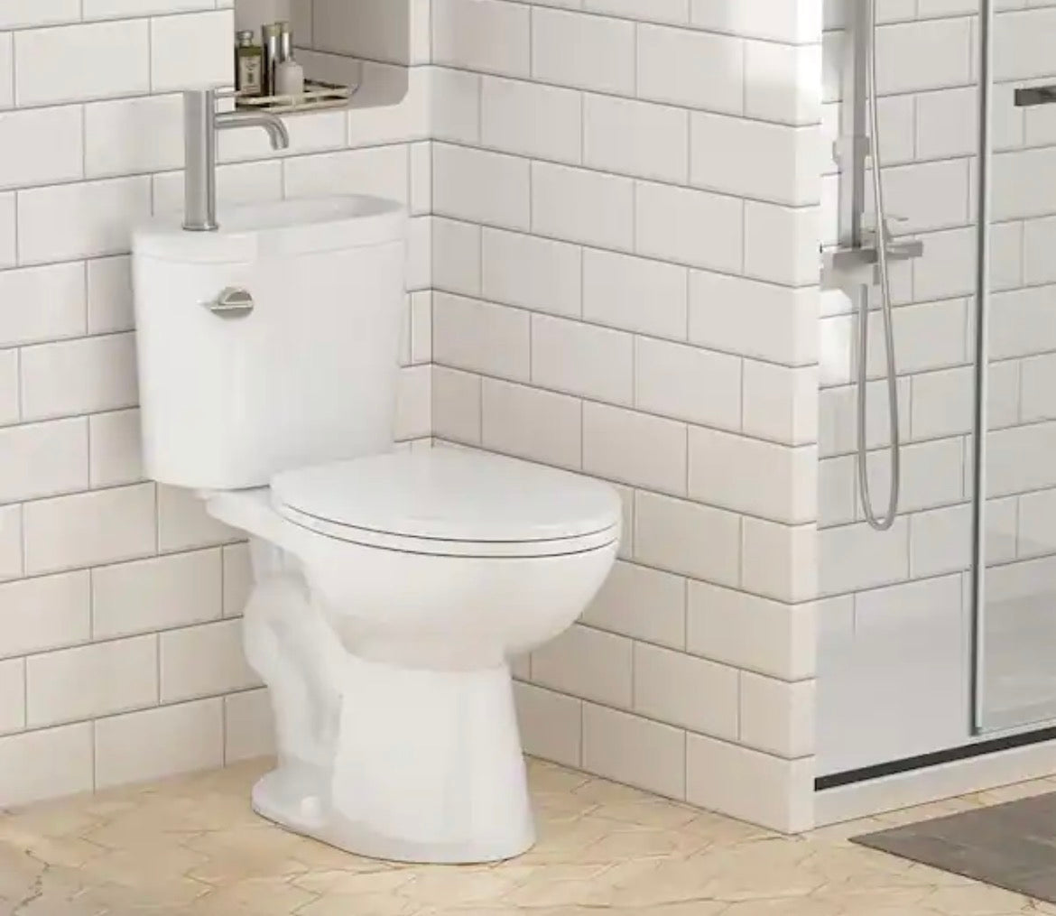 2-Piece 1.28 GPF Single Flush Elongated Toilet, Over-The-Toilet Sink with Faucet, Space-Saving Dual Function, in White