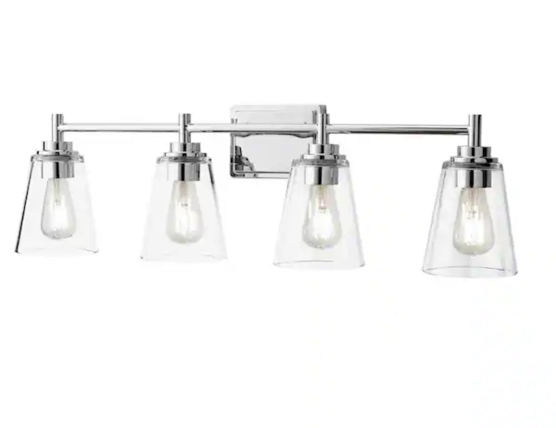 Wakefield 31 in. 4-Light Chrome Modern Vanity with Clear Glass Shades