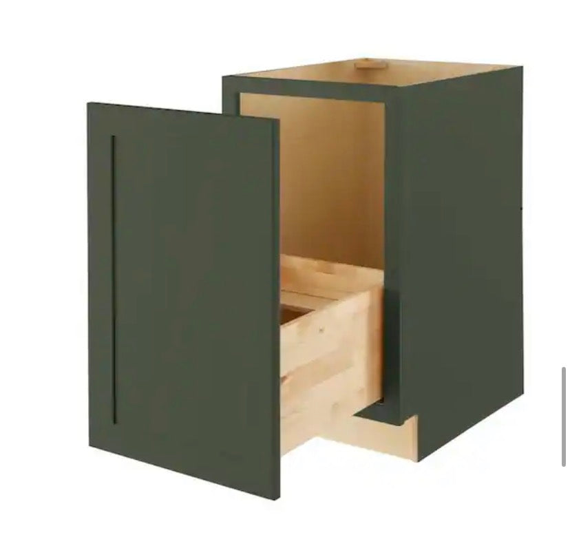 Avondale 18 in. W x 24 in. D x 34.5 in. H Ready to Assemble Plywood Shaker Trash Can Kitchen Cabinet in Fern Green