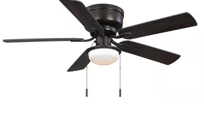 Colton 52 in. Indoor Flat Bronze Low Profile Ceiling Fan with Light Kit and Bright White LED Bulbs Included