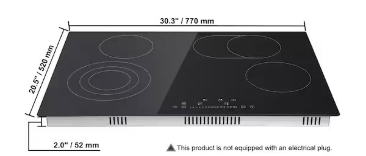 Electric Stove Top 30 in. Black Elements 4-Burners Electric Cooktop 9-Power Levels and Sensor Touch Control