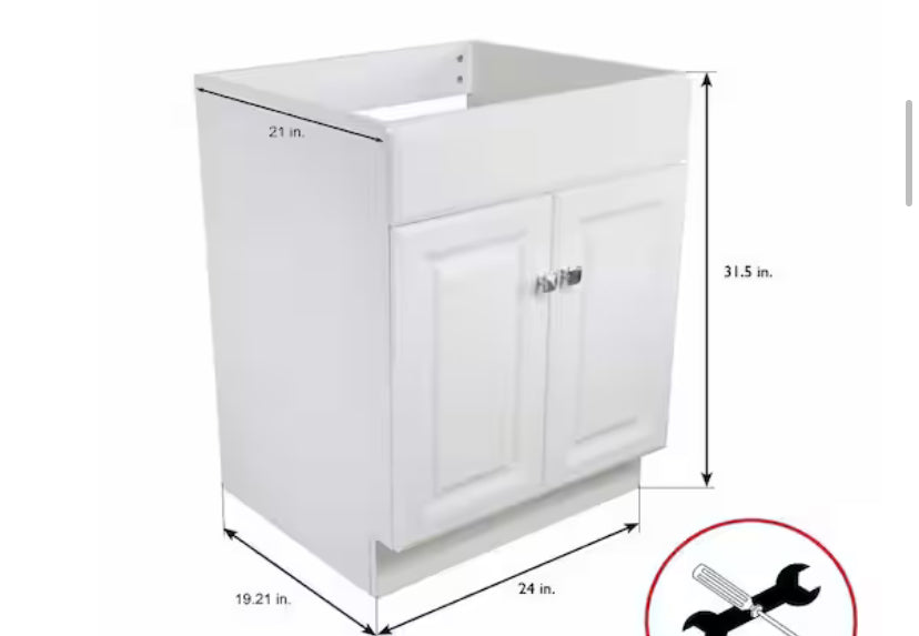 Wyndham 24 in. 2-Door Bath Vanity Cabinet Only in White (Ready to Assemble)