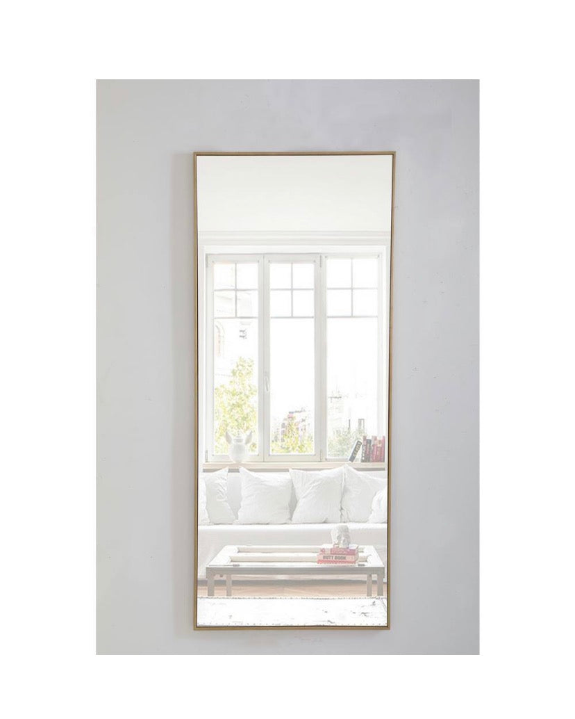 Timeless Home 30 in. W x 72 in. H x Contemporary Metal Framed Rectangle Brass Mirror