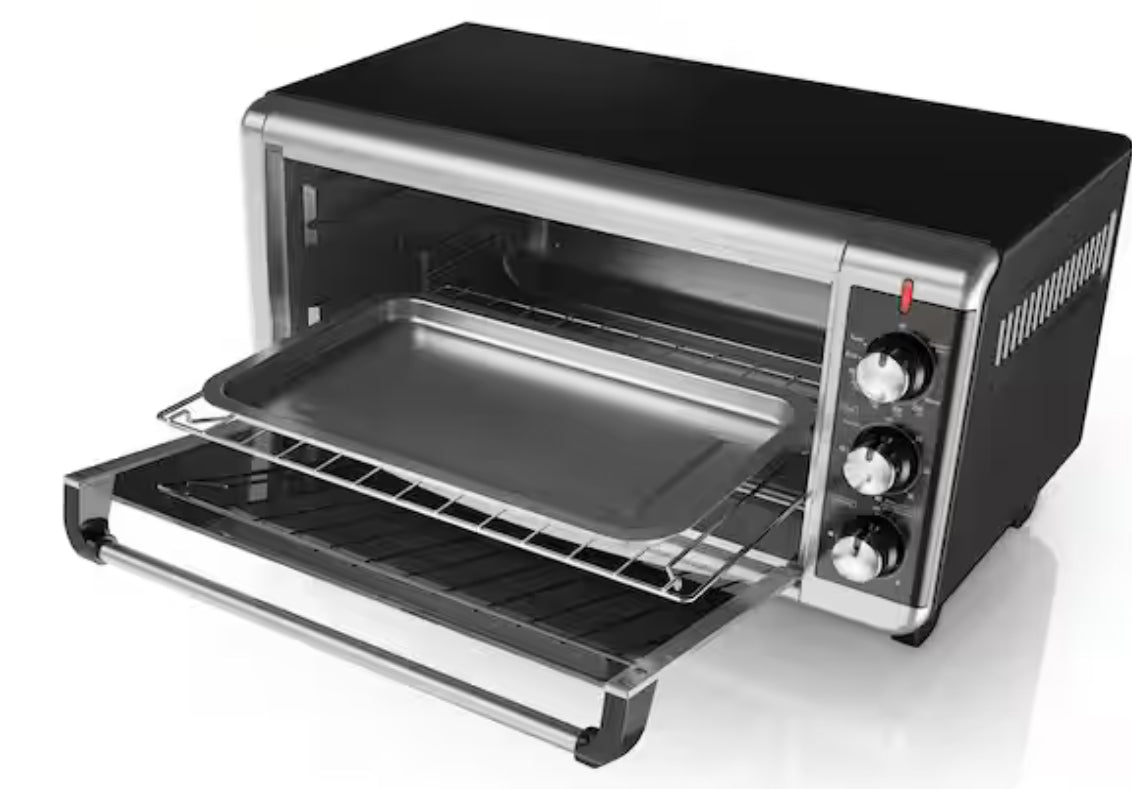 1500 W 8-Slice Stainless Steel Toaster Oven with Broiler