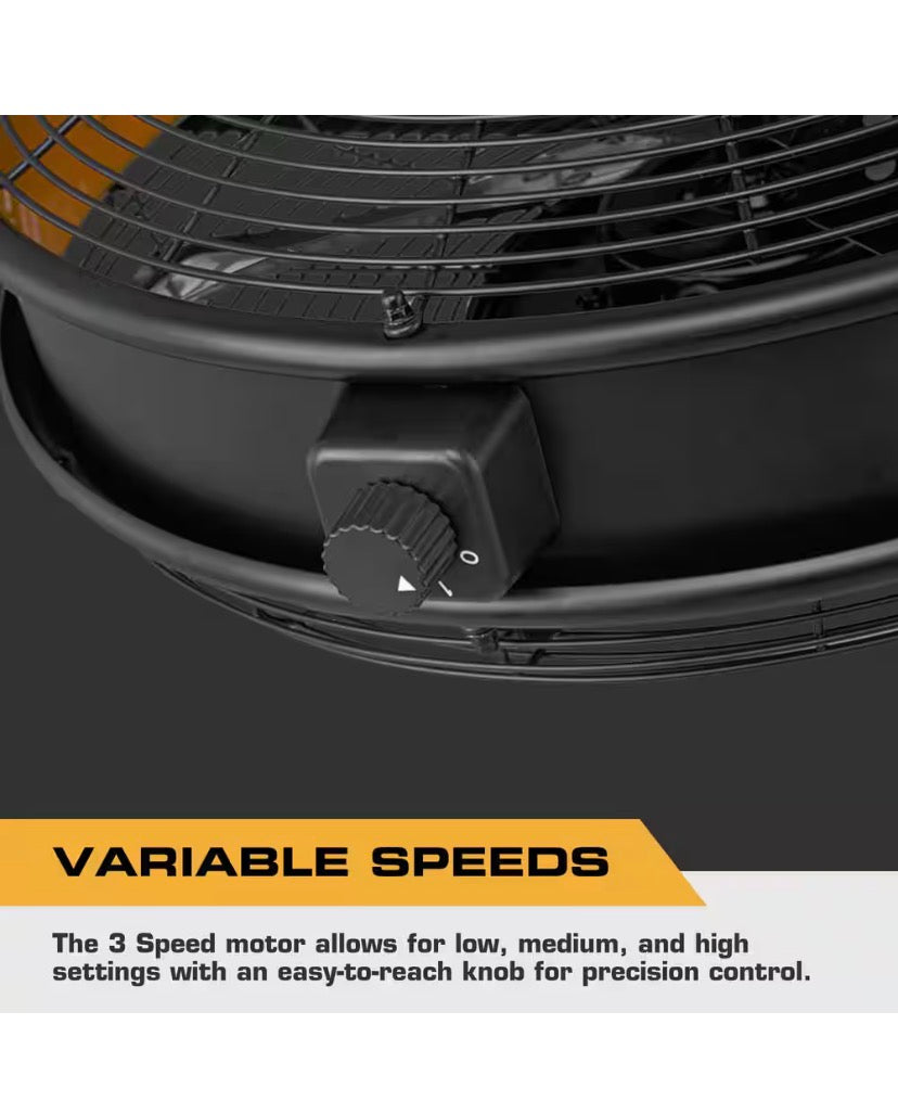 18 in. Outdoor Wet Rated Matte Black/Yellow Garage Wall Fan with Remote